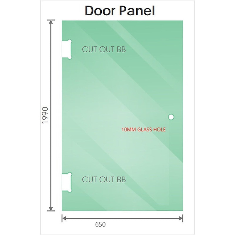110x80cm Corner Frameless Shower Screen with Black Channel and SS Hinges, Square Knob Handle