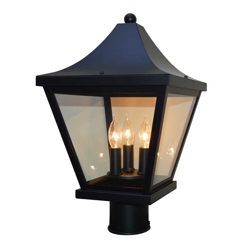 Arroyo NAP-10CLR-BK Nantes Three Light Post Mount Satin Black