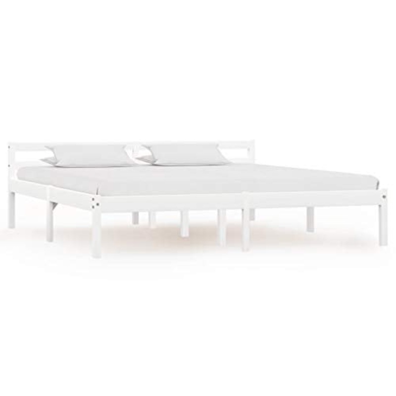 BIGTO – Struttura per letto in legno di pino massiccio, per camera da letto, stile A, 160 x 200 cm, colore: Bianco