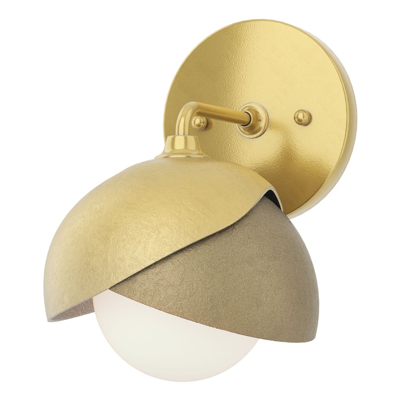 Brooklyn 1-Light Double Shade Bath Sconce Modern Brass Soft Gold