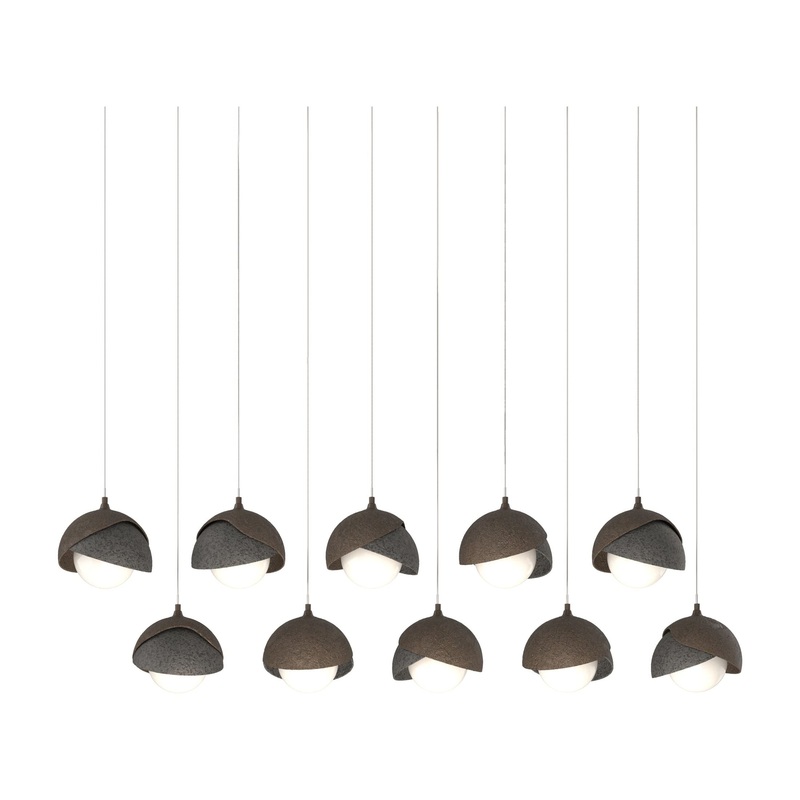 Brooklyn 10-Light Double Shade Pendant Bronze Natural Iron