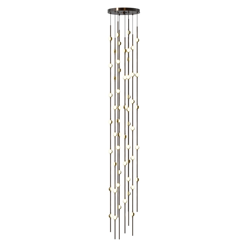 Constellation Andromeda Tall 12″ Round LED Pendant Espresso Black with White Optical Acrylic 2200K 20′ Adjustable Cord