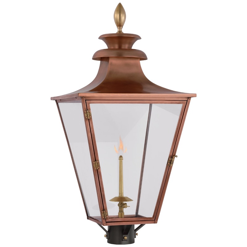 Gas Post Light from the Albermarle Gas Collection in Soft Copper And Brass Finish by Visual Comfort Signature