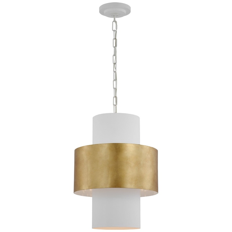 LED Pendant from the Chalmette Collection in Plaster White And Gild Finish by Visual Comfort Signature