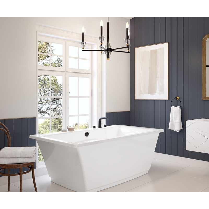 MAAX 105742-000-001-100 Optik 6636 F Acrylic Freestanding Center Drain Bathtub in White with White Skirt