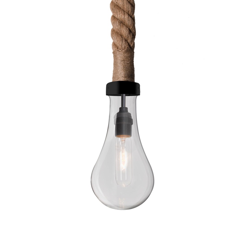 One Light Pendant from the Dash Rope Collection in Black Finish by Besa