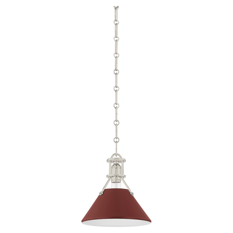 Painted No.2 1-Light Pendant Polished Nickel/Soft Crimson