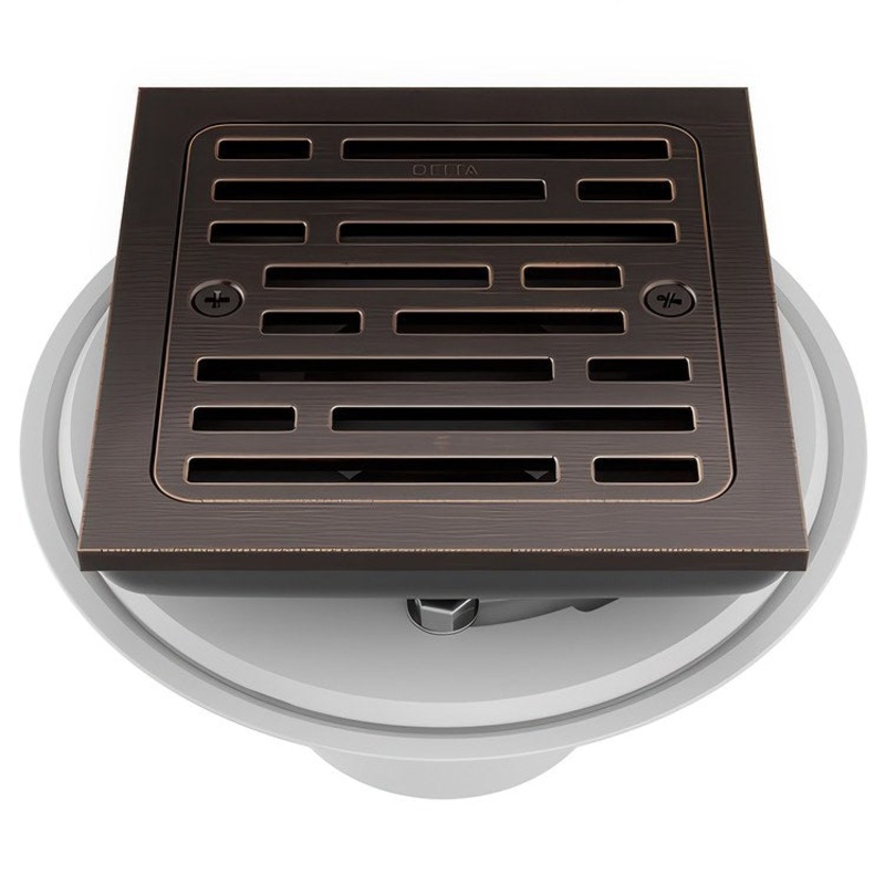 Shower Drain Tile-In Square 4 Inch Venetian Bronze PVC/Brass