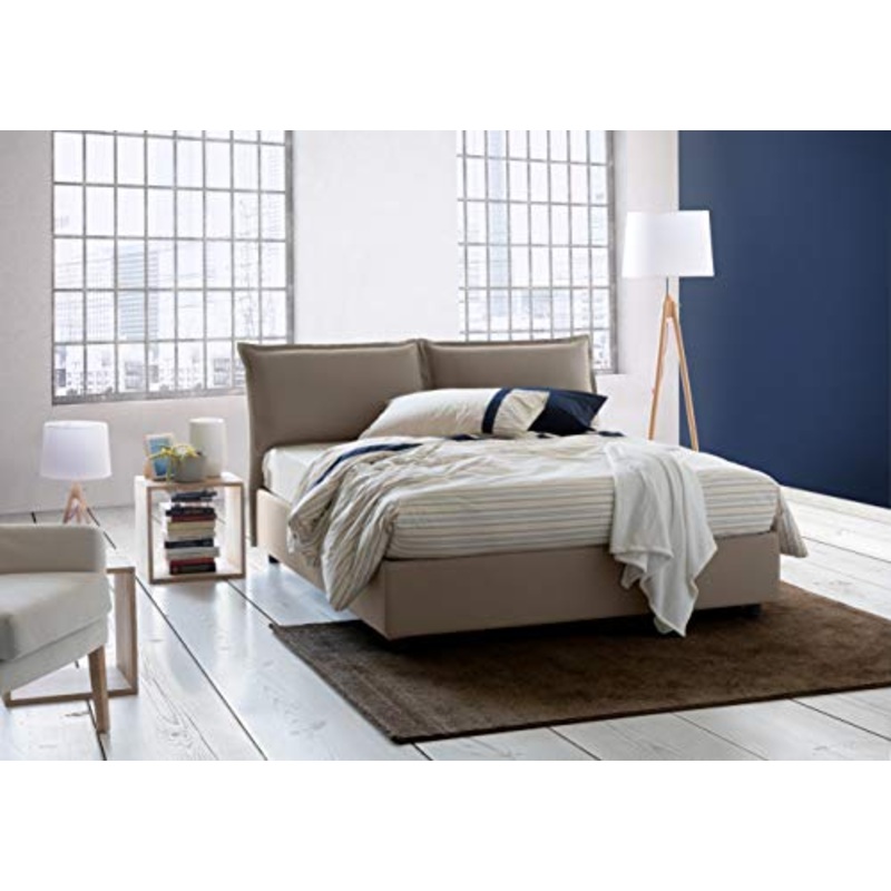 Talamo Italia Letto contenitore Matrimoniale Veronica, Made in Italy, Testata e rivestimento in tessuto, Apertura frontale, adatto per materasso cm 160×190, Tortora