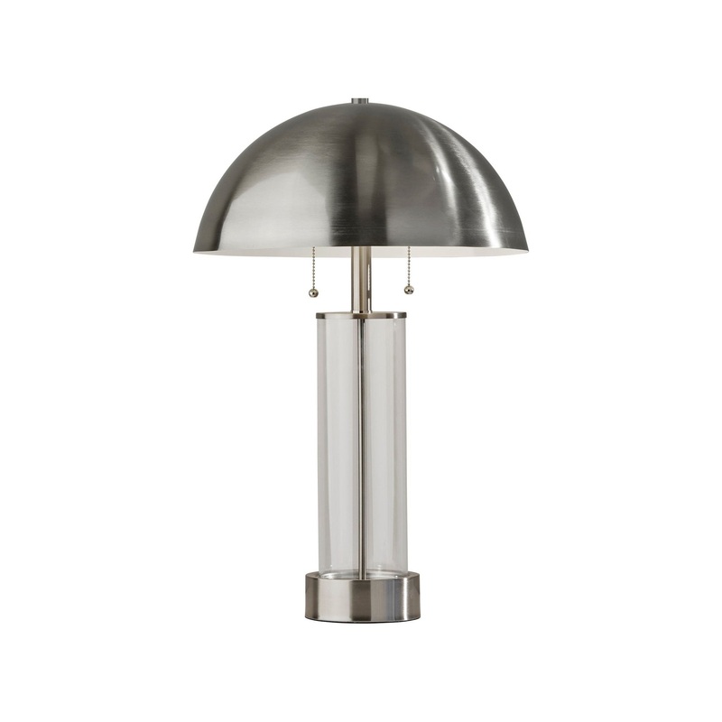 Troy Table Lamp Brushed Steel & Clear Glass