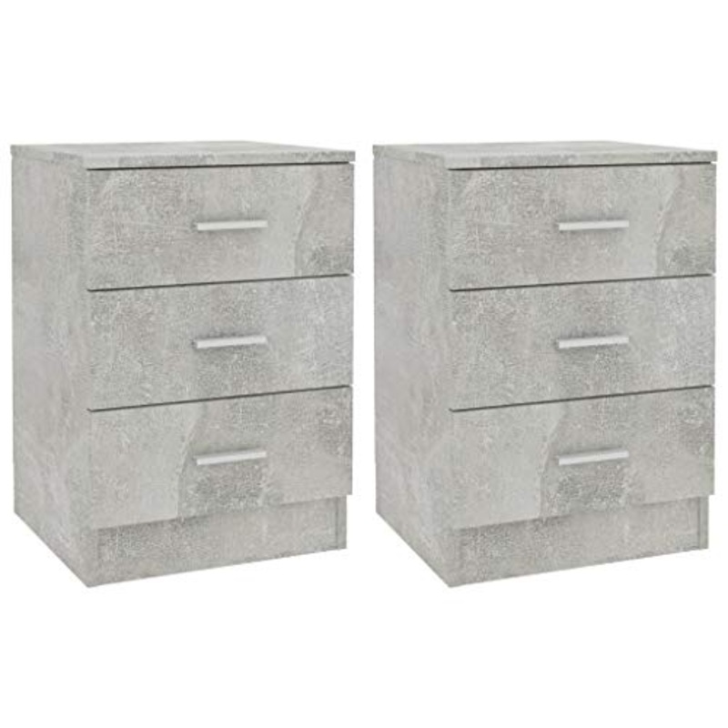 vidaXL 2x Comodini Moderni Eleganti Robusti con Cassetti Portaoggetti Armadietto Com Cassettiera Versatile Grigio Cemento 38x35x56 cm in Truciolato