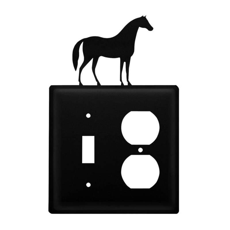 Village Wrought Iron ESO-68 Double Horse Switch & Outlet Cover
