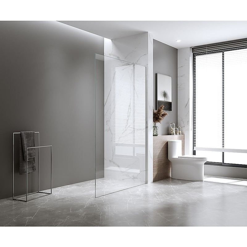 120x210cm Glass Shower Screen with Chrome Wall Channel