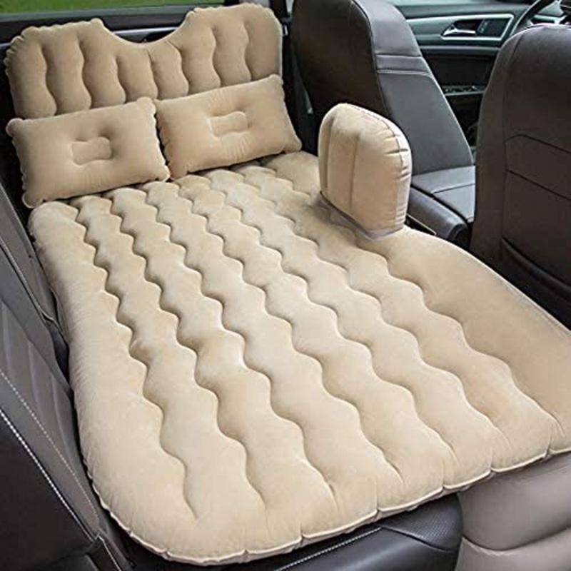 Appoggio Auto gonfiabile letto multifunzionale dell’automobile letto con la testa Protector gonfiabile vagone letto Mid Letto Letto gonfiabile Beige 5-4
