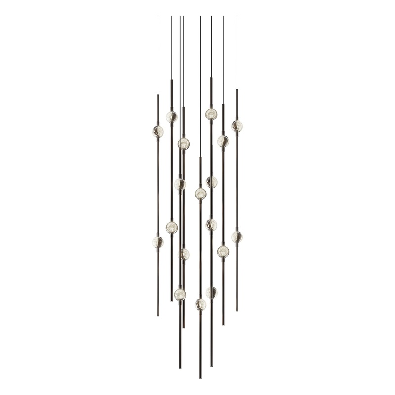 Aries 12″ Round LED Pendant Espresso Black with Clear Faceted Acrylic 2200K 10′ Adjustable Cord