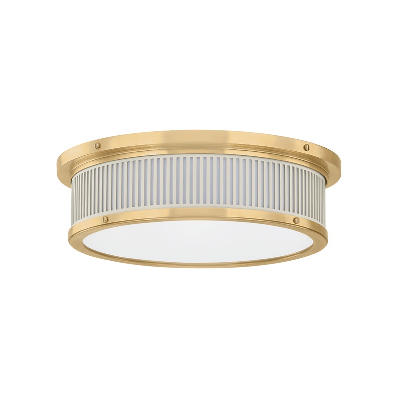 Ashdown 1-Light LED Flush Mount Aged Brass/Off-White