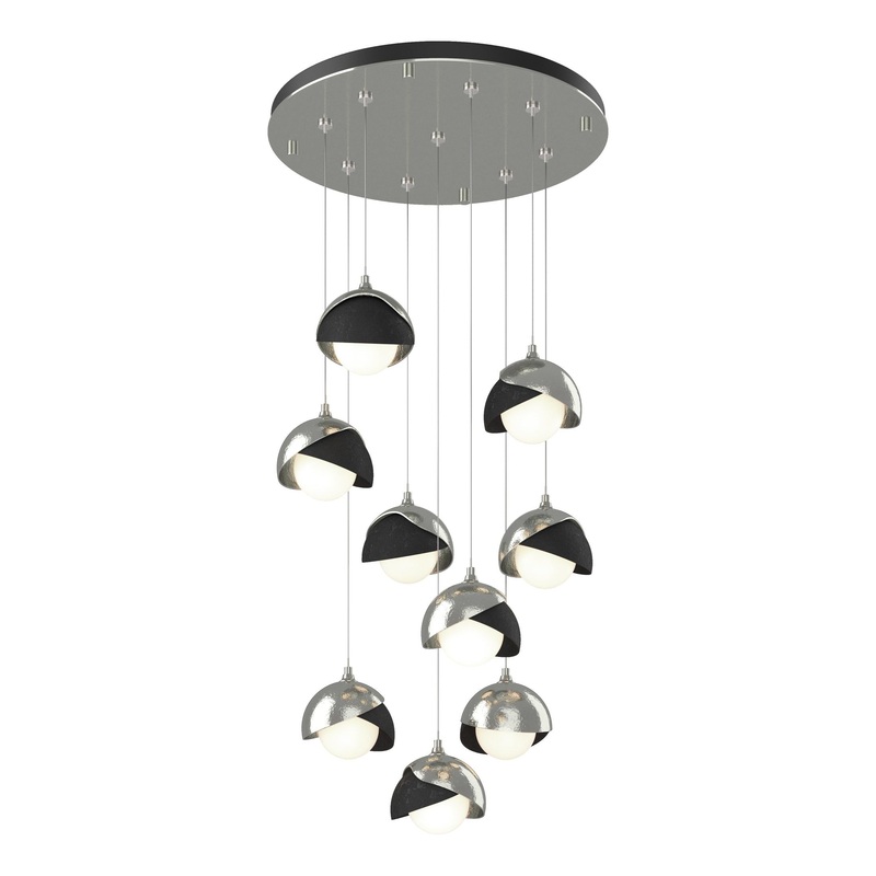 Brooklyn 9-Light Double Shade Pendant Sterling Black