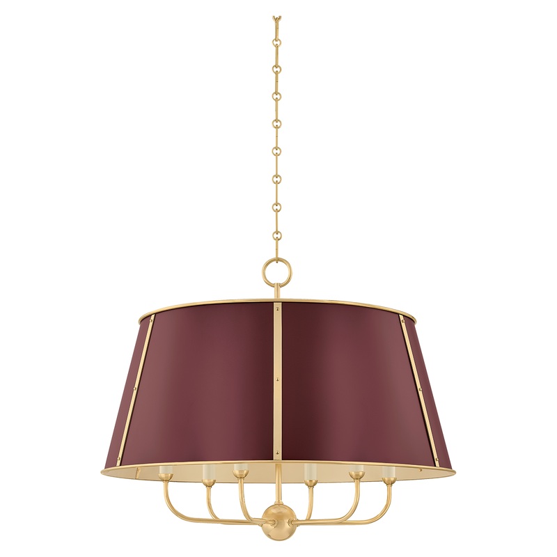 Cambridge 6-Light Chandelier Aged Brass/Soft Crimson