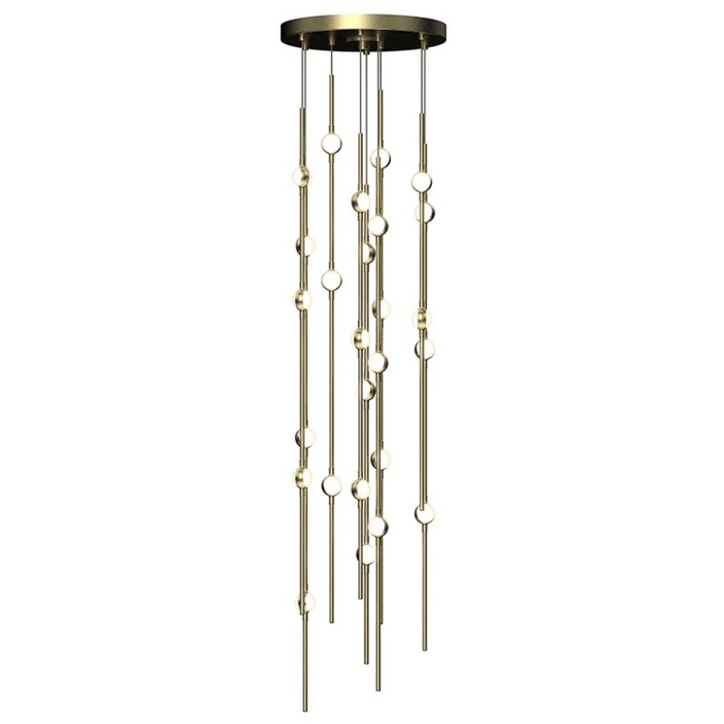 Constellation Andromeda Short 12″ Round LED Pendant Satin Brass with White Optical Acrylic 2700K 10′ Adjustable Cord