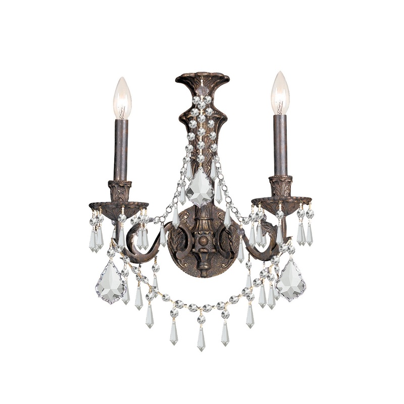 Crystorama 5162-EB-CL-MWP Vanderbilt Two Light Wall Sconce English Bronze