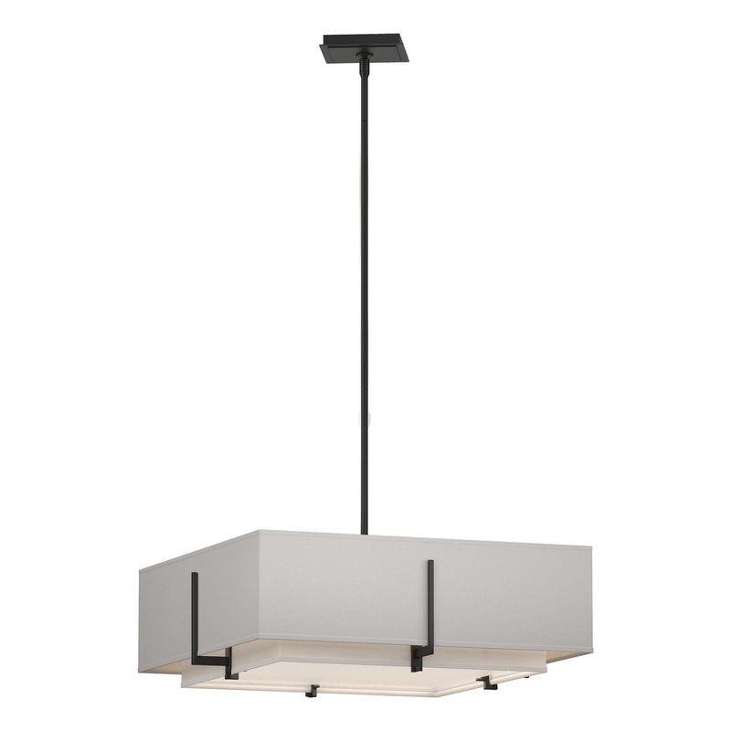 Exos Square Double Shade Pendant Black Natural Anna Inner Shade & Flax Outer Shade
