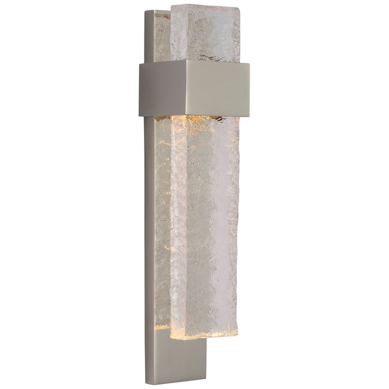 LED Wall Sconce from the Brock Collection in Polished Nickel And Clear Wavy Glass Finish by Visual Comfort Signature
