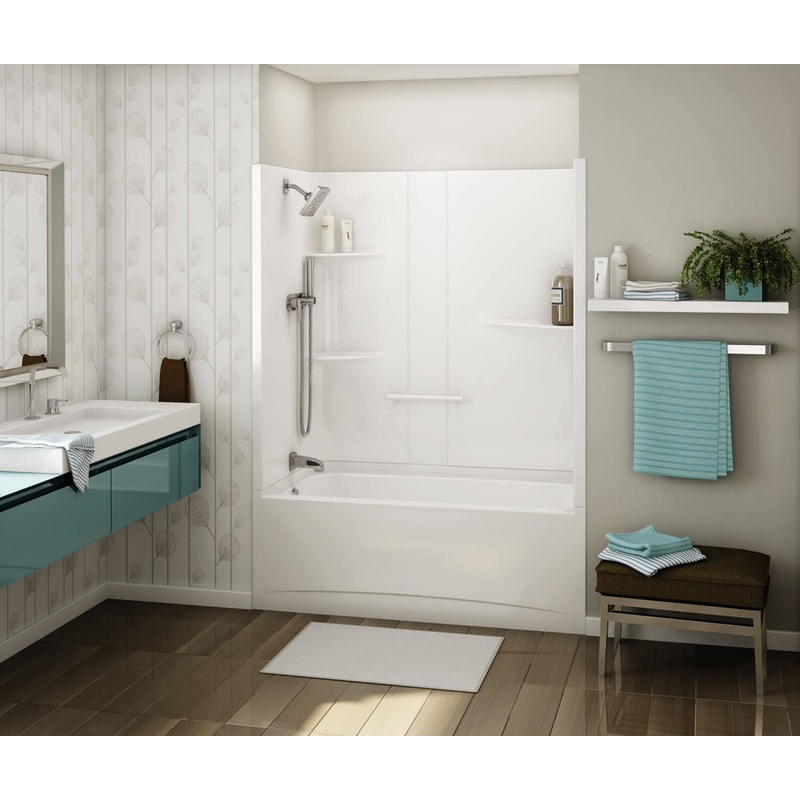 MAAX 107001-SL-000-001 ALLIA TS-6032 Acrylic Alcove Left-Hand Drain Two-Piece Tub Shower in White