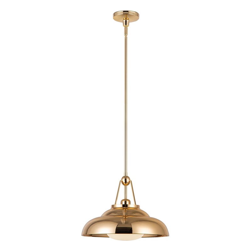 One Light Pendant from the Palmetto Collection in Polished Brass/Glossy Opal Glass Finish by Alora