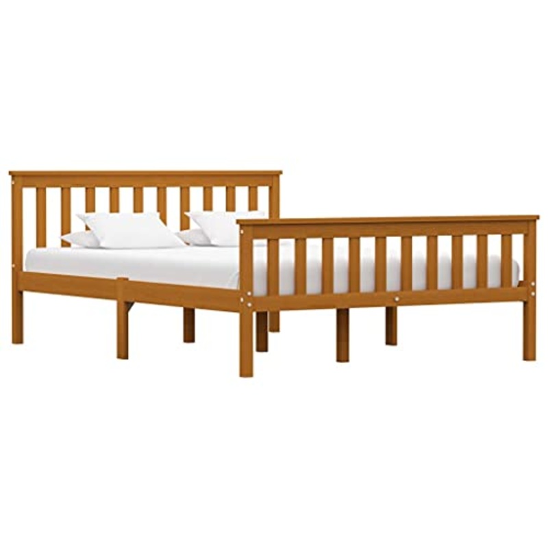 vidaXL Giroletto Moderno Elegante Robusto con Testiera e Pediera Telaio Letto Doghe in Compensato Marrone Miele 140×200 cm Legno Massello di Pino