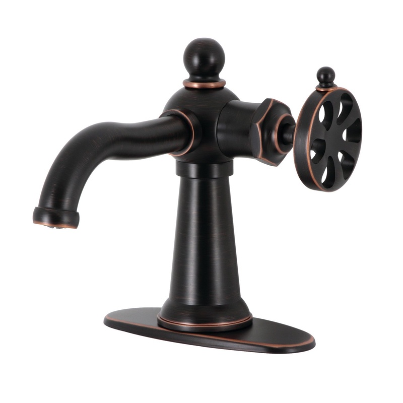 Belknap KSD354RXNB Single-Handle 1-Hole Deck Mount Bathroom Faucet with Push Pop-Up and Deck Plate, Naples Bronze