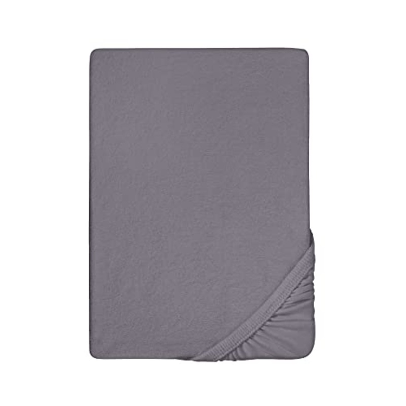 Biberna 0012344 Lenzuolo Frottee-Stretch (Altezza Materasso max. 22 cm) 1X 180X200 cm > 200X200 cm, Grigio Argento