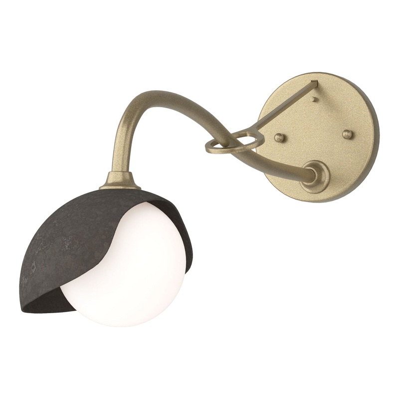 Brooklyn 1-Light Single Shade Long-Arm Sconce Soft Gold Dark Smoke