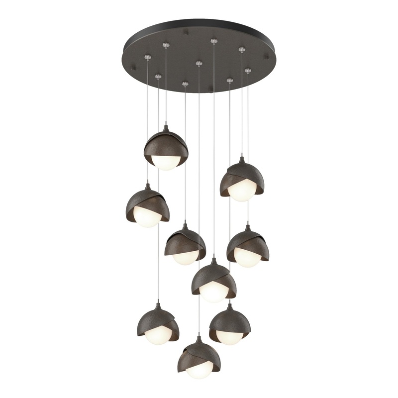 Brooklyn 9-Light Double Shade Pendant Dark Smoke Bronze