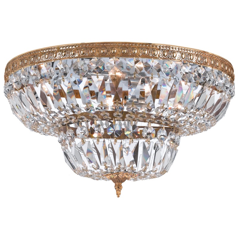 Crystorama 730-OB-CL-SAQ Ceiling Mount Eight Light Flush Mount Olde Brass