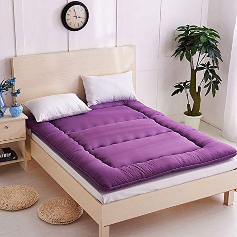Futon Materasso singolo, dormitorio studentesco pieghevole materasso futon, morbido e traspirante, addensato tatami, colore: viola, 100 x 200 cm