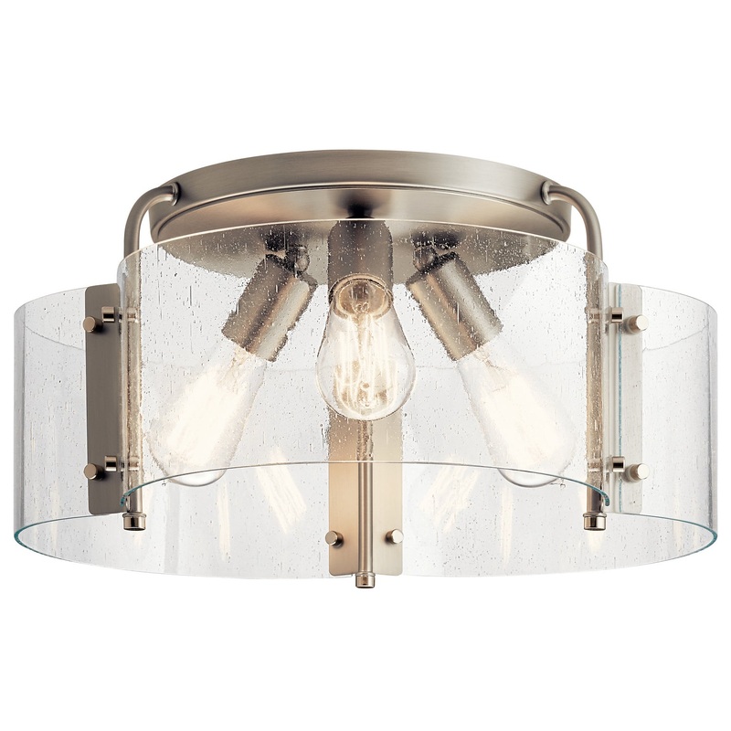 Kichler 42955NI Three Light Semi Flush Mount, Brushed Nickel