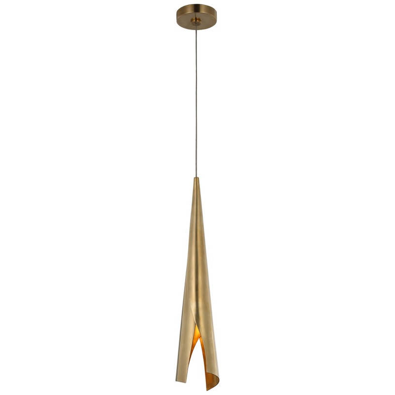 LED Pendant from the Piel Collection in Antique-Burnished Brass Finish by Visual Comfort Signature