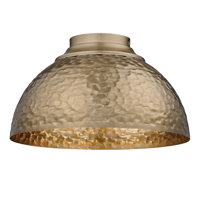 Three Light Flush Mount from the Shepard MBS Collection in Modern Brass Finish by Golden