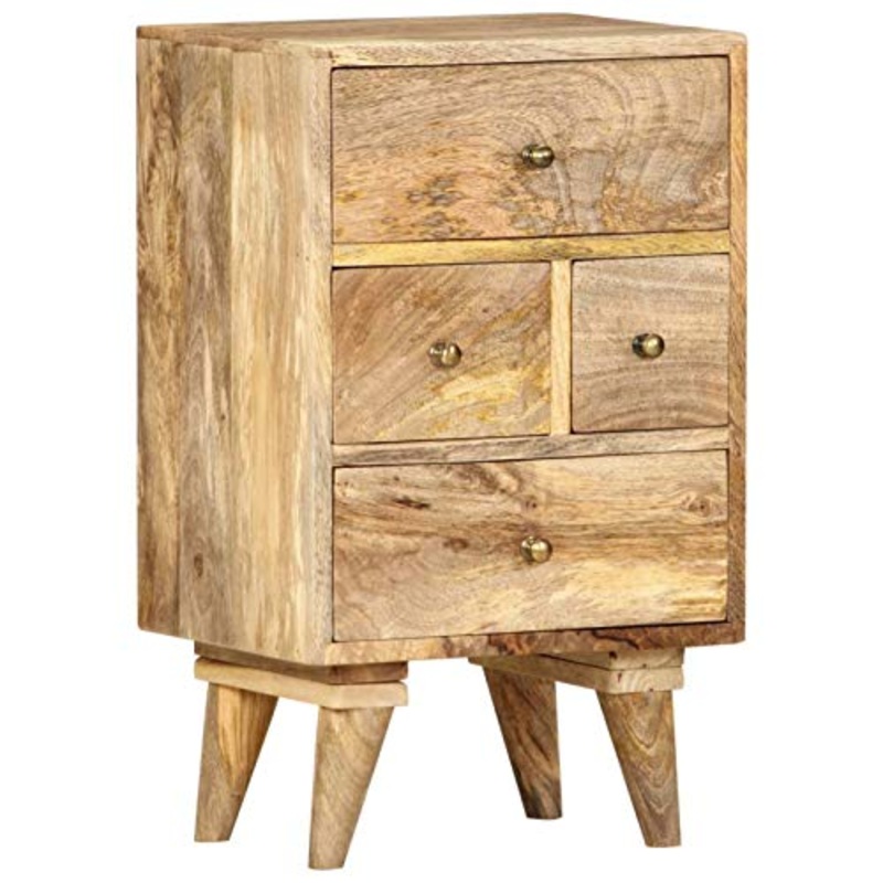 Tidyard Comodino Armadietto Camera da Letto Vintage,Comodino con 4 Cassetti in Legno Massello Mango,Comodino con Cassetti,Comodino Cameretta Vintage,Comodino Vintage 36x30x60 cm