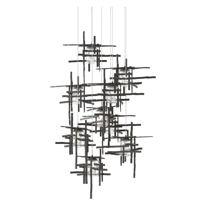 Tura 9-Light Seeded Glass Pendant Oil Rubbed Bronze