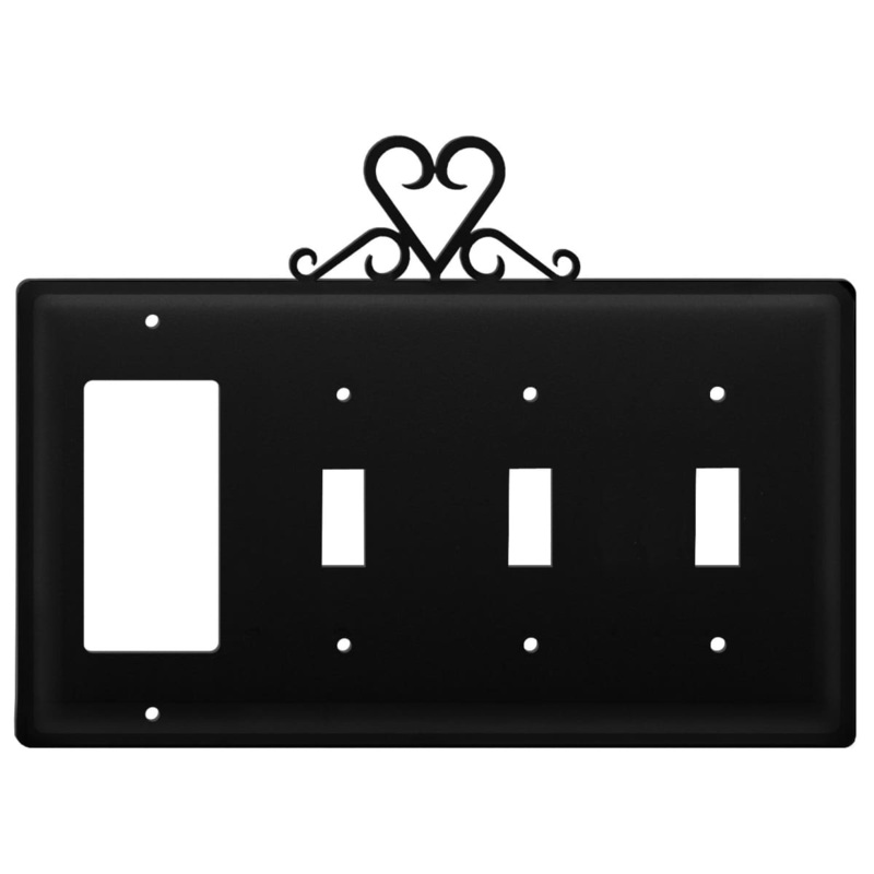 Village Wrought Iron EGSSS-51 Quad Heart Single GFI and Triple Switch Cover CUSTOM Product