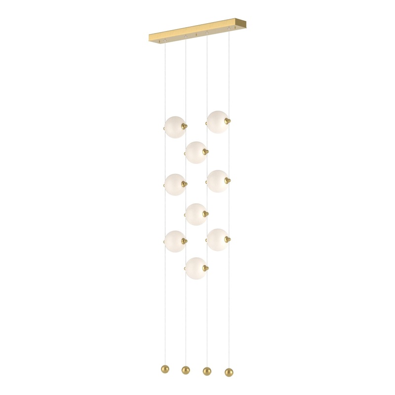 Abacus 9-Light Ceiling-to-Floor LED Pendant Modern Brass Opal Glass (GG)