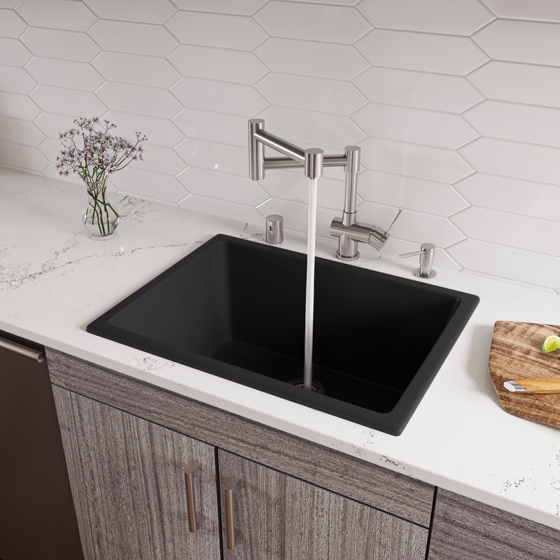 Black Matte 24″ x 18″ Fireclay Undermount / Drop In Fireclay Kitchen Sink