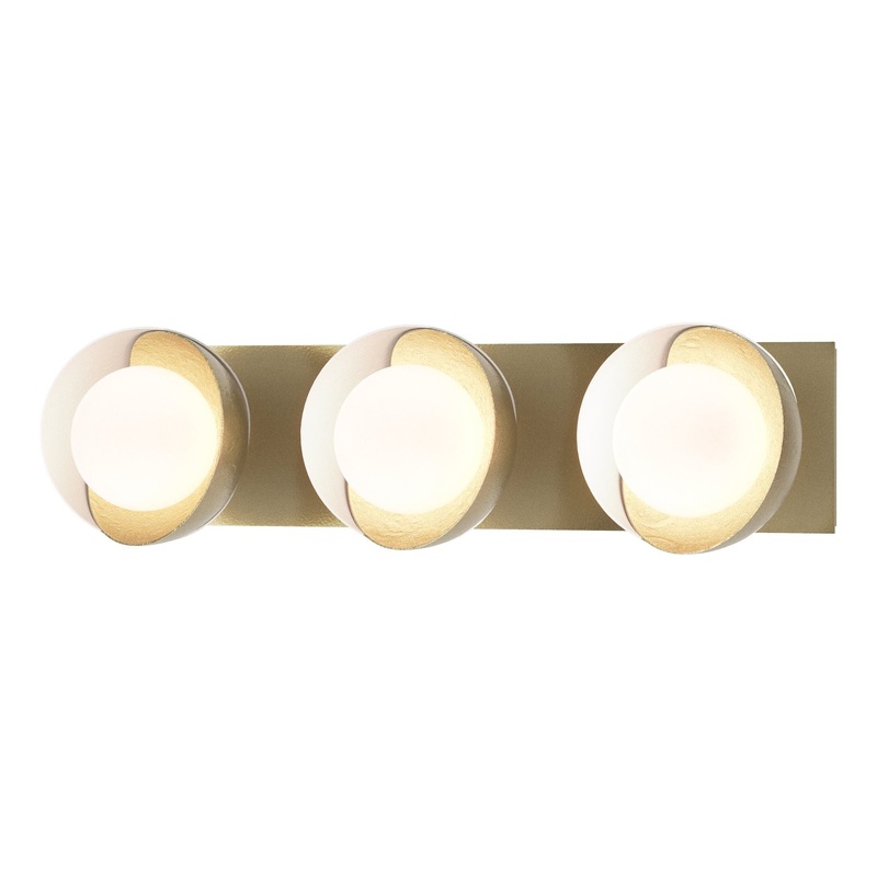 Brooklyn 3-Light Straight Double Shade Bath Sconce Modern Brass White