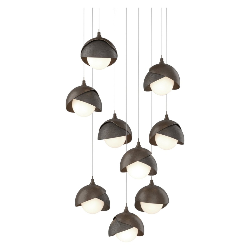 Brooklyn 9-Light Double Shade Pendant Bronze Dark Smoke