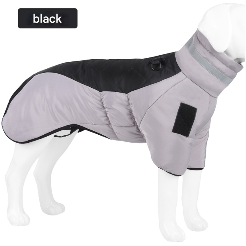 Grayish black Reflective Winter Dog Coat – Waterproof Puffer Vest with Harness D-Ring for Outdoor Walks(6XL)