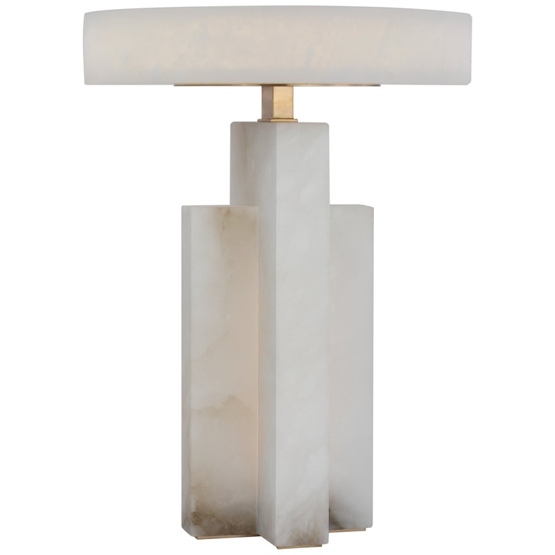 LED Table Lamp from the Trancas Collection in Alabaster And Brass Finish by Visual Comfort Signature