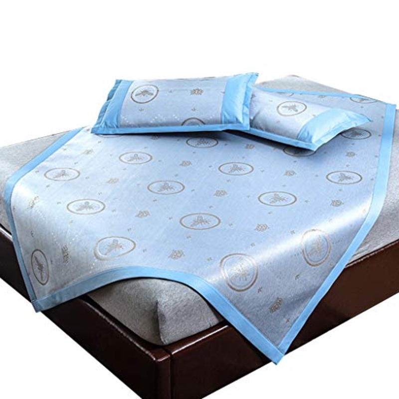 Materassino in Seta di Ghiaccio, 600D Ice Silk e 3D Maglia Traspirante, Rinfrescante e Confortevole Letto Matrimoniale, Lavabile (Color : D, Size : 1.82m)