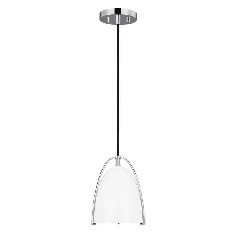 Mini Pendant Norman 1 Lamp Chrome Matte White Steel/Glass LED Medium A19