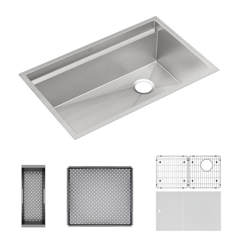 Sink Kit Circuit Chef 32-1/2 x 20-1/2 Inch 1 Bowl Stainless Steel/White Undermount